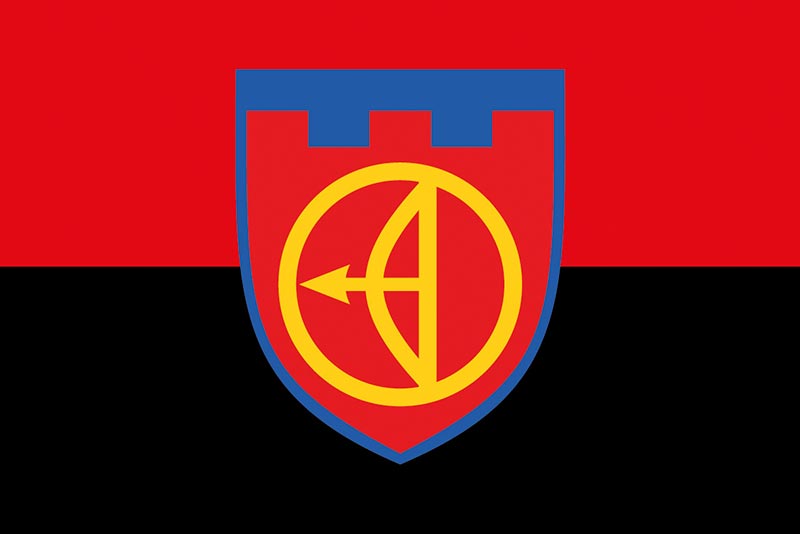 Прапор ЗСУ 112 ОБрТрО (окрема бригада територіальної оборони) червоно-чорний