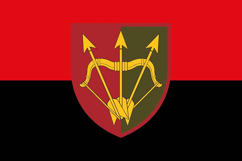 Прапор ЗСУ 1129 ЗРП (зенітний ракетний полк) Білоцерківський червоно-чорний