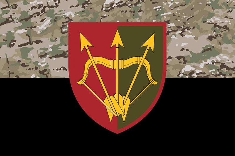 Прапор ЗСУ 1129 ЗРП (зенітний ракетний полк) Білоцерківський камуфляж-чорний