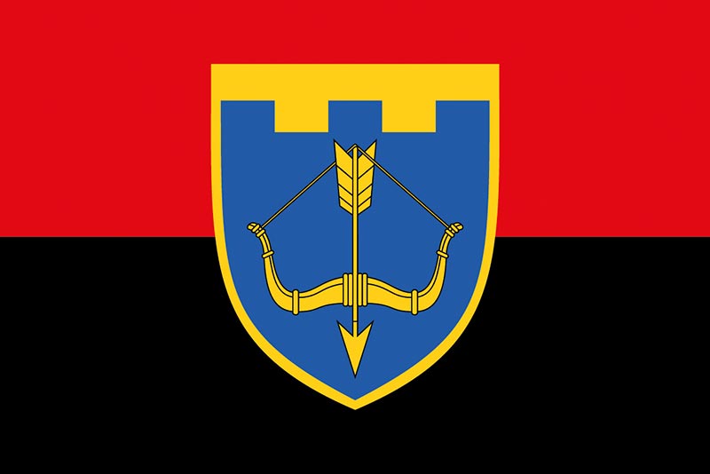 Прапор ЗСУ 118 ОБрТрО (окрема бригада територіальної оборони) червоно-чорний