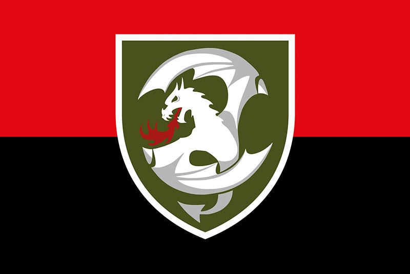 Прапор ЗСУ 12 ОБрАА (окремої бригади армійської авіації) імені Віктора Павленка червоно-чорний