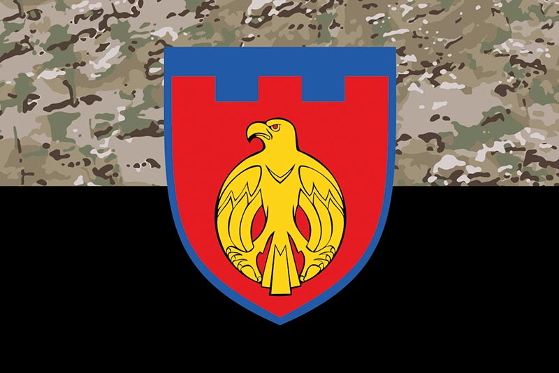 Прапор ЗСУ 121 ОБрТрО (окрема бригада територіальної оборони) камуфляж-чорний