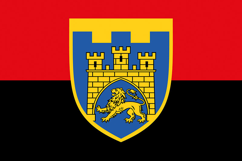 Прапор ЗСУ 125 ОБр СТрО (окрема бригада Сил територіальної оборони) червоно-чорний