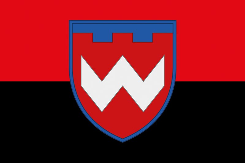 Прапор ЗСУ 126 ОБр СТрО (окрема бригада Сил територіальної оборони) червоно-чорний