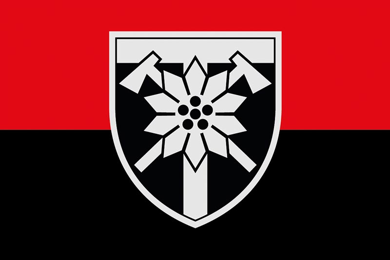 Прапор ЗСУ 128 ОГШБр (окрема гірсько-штурмова бригада) Закарпатська червоно-чорний