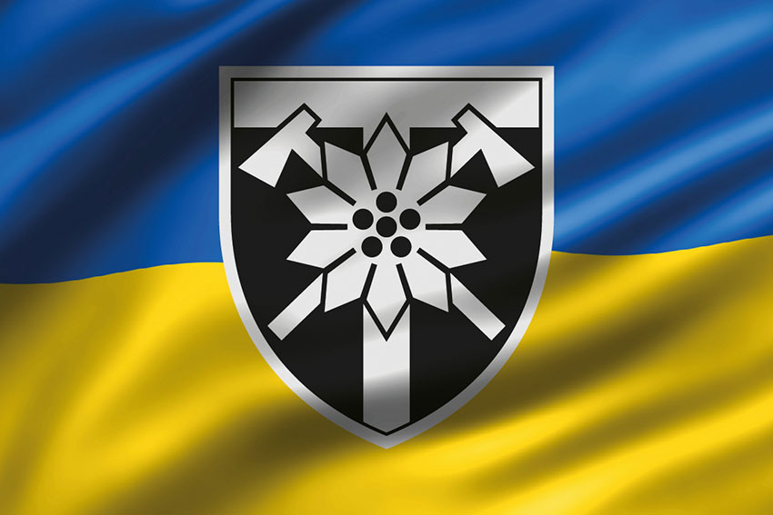 Прапор 128 ОГШБр Закарпатської ЗСУ 3D синьо-жовтий