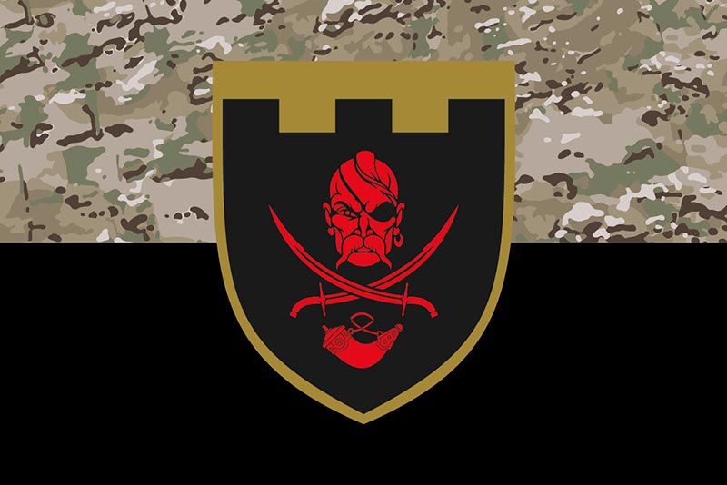 Прапор ЗСУ 129 ОБрТрО (окрема бригада територіальної оборони) камуфляж-чорний