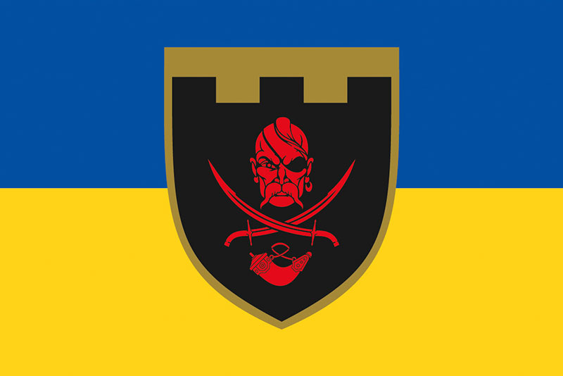 Прапор ЗСУ 129 ОБрТрО (окрема бригада територіальної оборони) синьо-жовтий