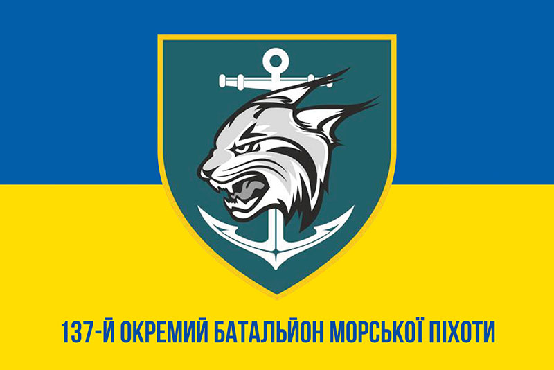 Прапор ЗСУ 137 ОБМП (окремого батальйона морської піхоти) синьо-жовтий