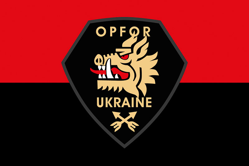 Прапор ЗСУ 214 Окремого спеціального батальйона "OPFOR" червоно-чорний