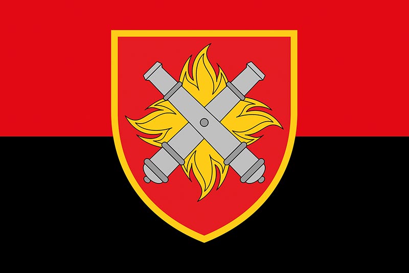 Прапор ЗСУ 27 РеАБр (реактивної артилерійської бригади) імені Петра Калнишевського червоно-чорний