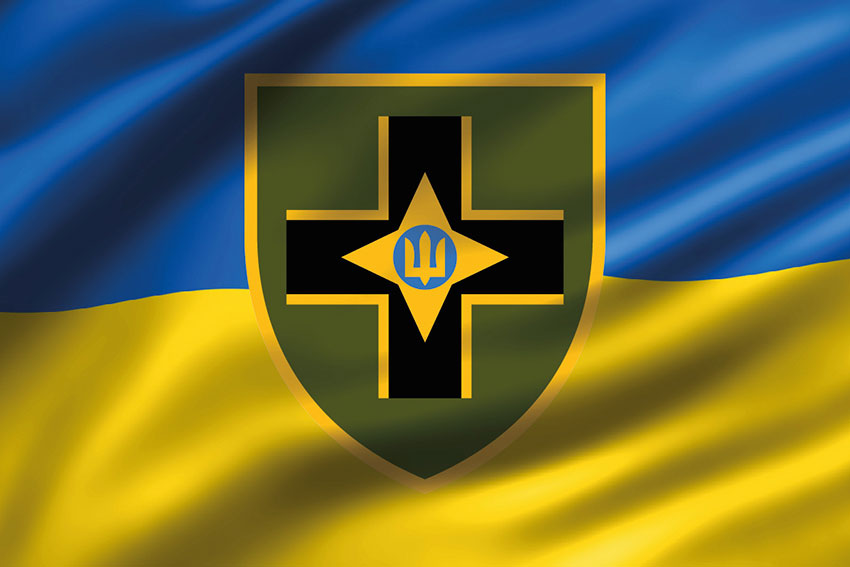 Прапор 28 ОМБр імені Лицарів Зимового Походу ЗСУ 3D синьо-жовтий