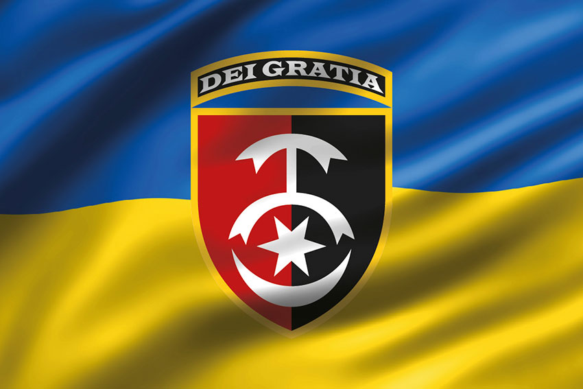 Прапор 30 ОМБр імені князя Костянтина Острозького ЗСУ 3D синьо-жовтий