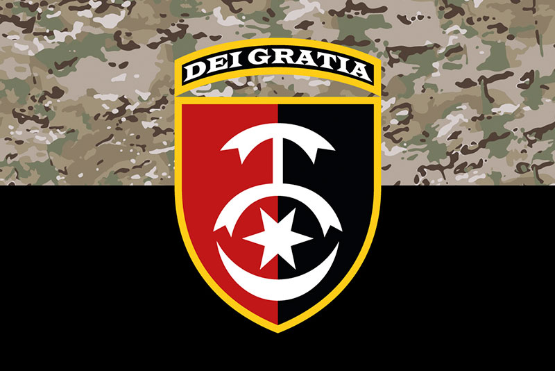 Прапор ЗСУ 30 ОМБр імені князя Костянтина Острозького камуфляж-чорний