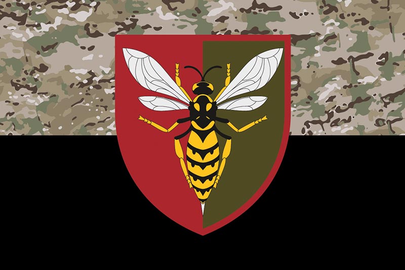 Прапор ЗСУ 38 ЗРП (зенітного ракетного полку) імені Юрія Тютюнника камуфляж-чорний