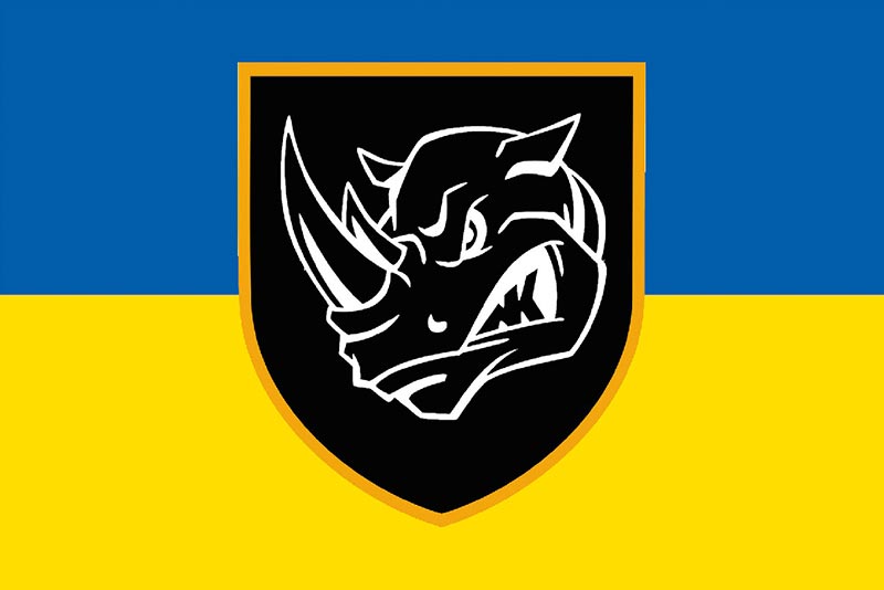 Прапор ЗСУ 4 ОТБр (окремої танкової бригади) імені Івана Виговського синьо-жовтий