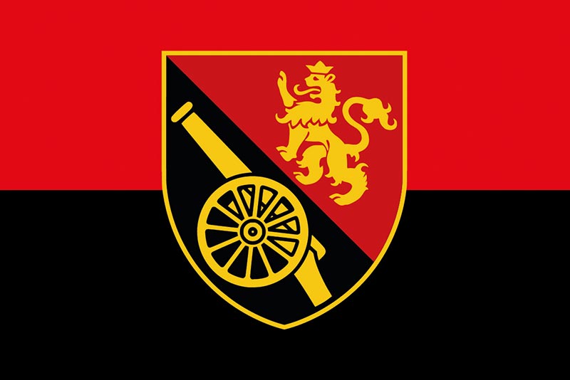 Прапор ЗСУ 45 ОАБр (окрема артилерійська бригада) червоно-чорний