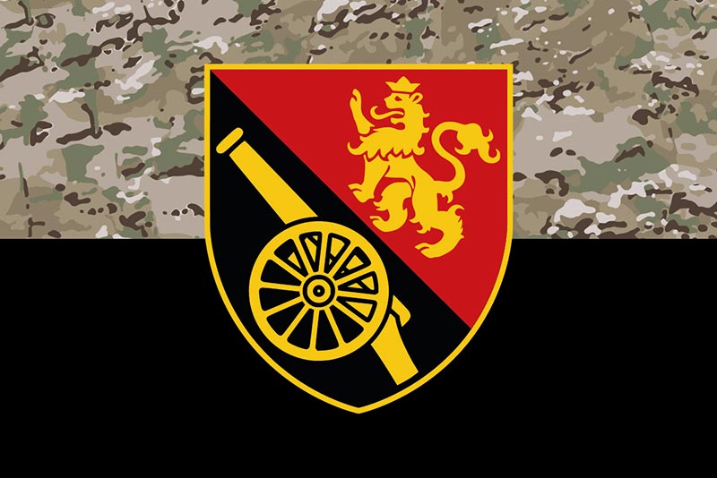 Прапор ЗСУ 45 ОАБр (окрема артилерійська бригада) камуфляж-чорний