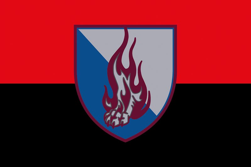 Прапор ЗСУ 45 ОДШБр (окрема десантно-штурмова бригада) червоно-чорний