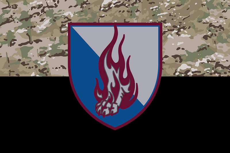 Прапор ЗСУ 45 ОДШБр (окрема десантно-штурмова бригада) камуфляж-чорний