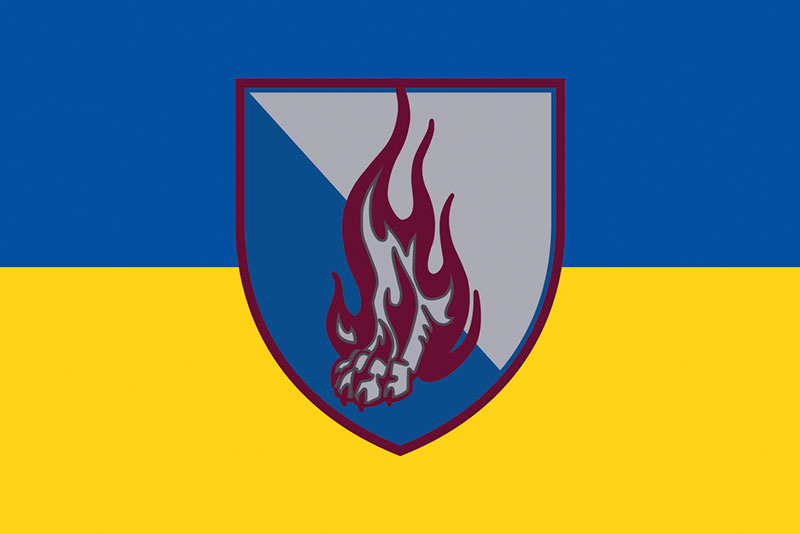 Прапор ЗСУ 45 ОДШБр (окрема десантно-штурмова бригада) синьо-жовтий