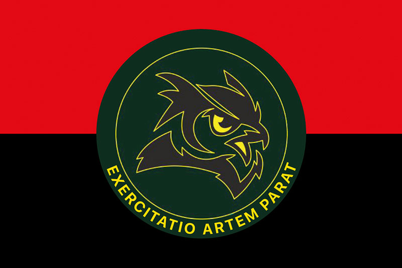 Прапор ЗСУ 49 НЦР (навчального центру розвідки) червоно-чорний