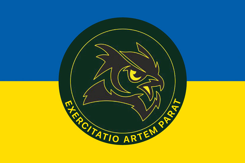 Прапор ЗСУ 49 НЦР (навчального центру розвідки) синьо-жовтий