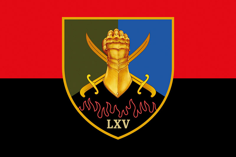 Прапор ЗСУ 65 ОМБр (окремої механізованої бригади) червоно-чорний