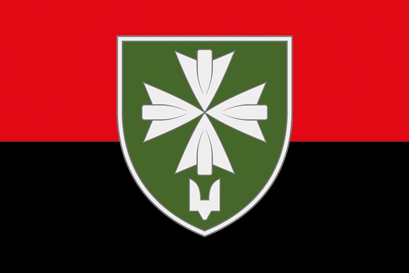 Прапор ЗСУ 99 окремого батальйона управління та забезпечення ССО червоно-чорний