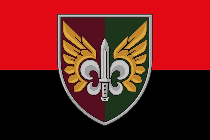 Прапор ЗСУ ДШВ 132 ОРБ (окремого розвідувального батальйона) червоно-чорний