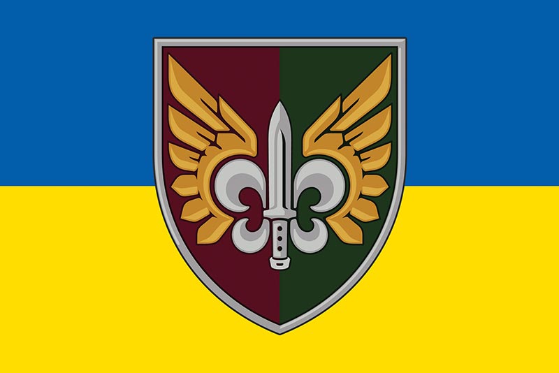 Прапор ЗСУ ДШВ 132 ОРБ (окремого розвідувального батальйона) синьо-жовтий