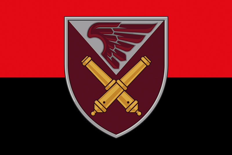 Прапор ЗСУ ДШВ 148 ОГСАДн (окремий гаубичний самохідно - артилерійський дивізіон) червоно-чорний