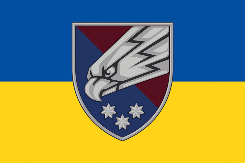Прапор ЗСУ ДШВ 25 ОПДБр (окрема повітряно-десантна бригада) Січеславська синьо-жовтий