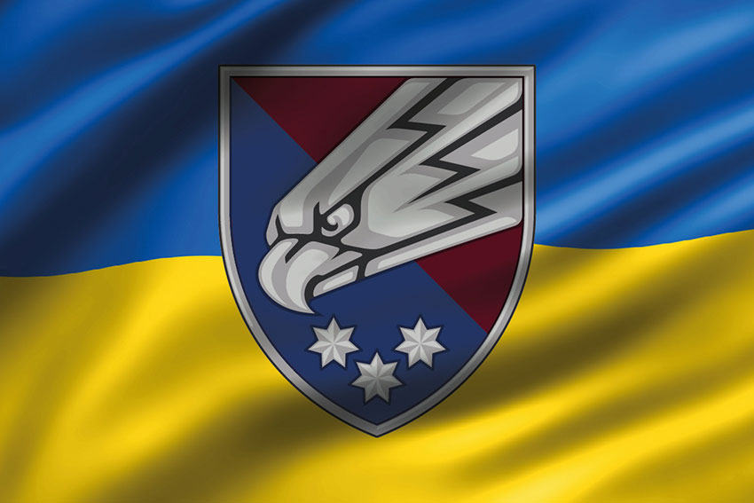 Прапор 25 ОПДБр Січеславської ДШВ ЗСУ 3D синьо-жовтий