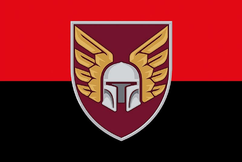 Прапор ЗСУ ДШВ 46 ОАеМБр (окрема аеромобільна бригада) червоно-чорний