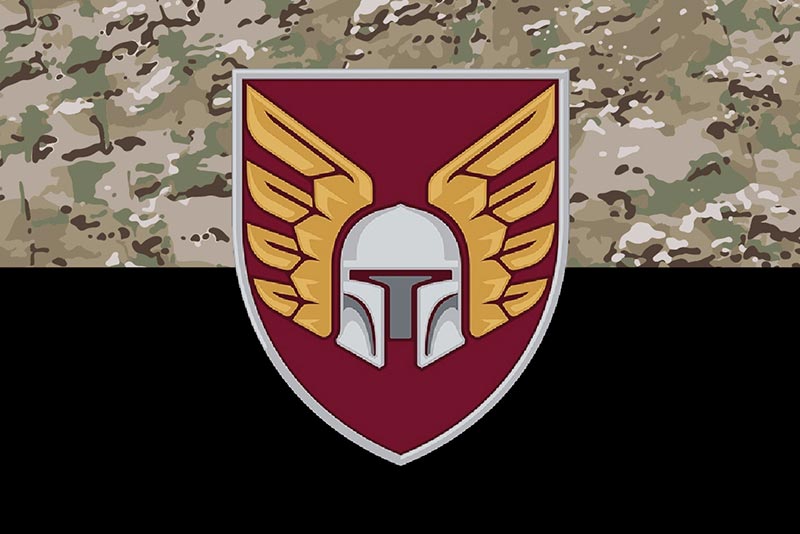 Прапор ЗСУ ДШВ 46 ОАеМБр (окрема аеромобільна бригада) камуфляж-чорний