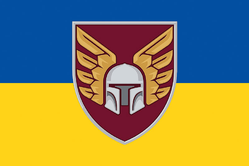 Прапор ЗСУ ДШВ 46 ОАеМБр (окрема аеромобільна бригада) синьо-жовтий
