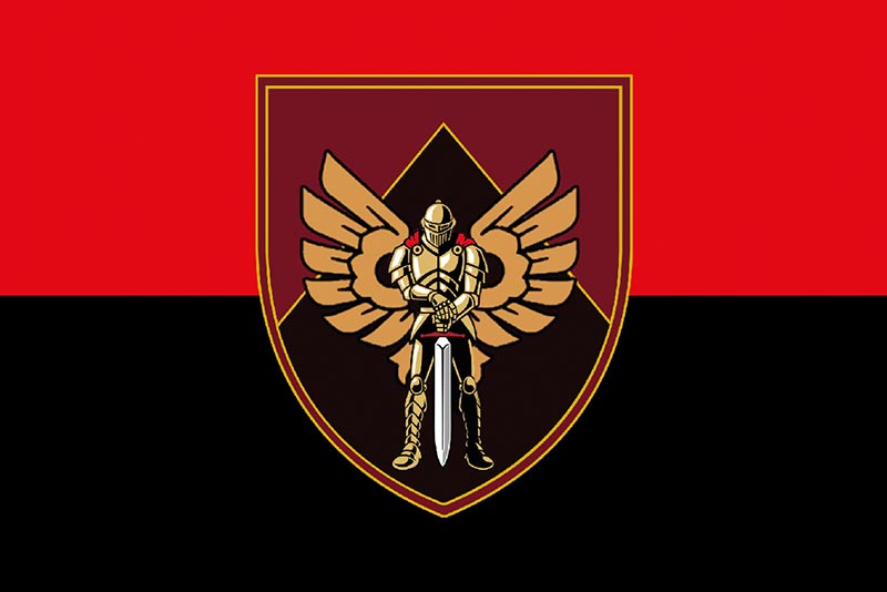 Прапор ЗСУ 46 ОДШБр (окрема десантно-штурмова бригада) червоно-чорний