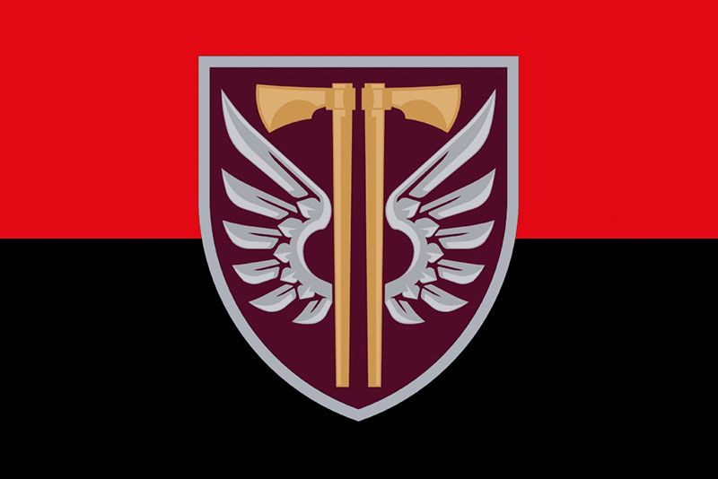 Прапор ЗСУ ДШВ 77 ОАеМБр (окремої аеромобільної бригади) червоно-чорний