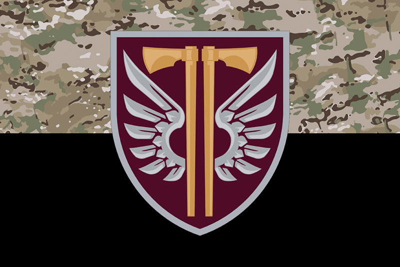 Прапор ЗСУ ДШВ 77 ОАеМБр (окремої аеромобільної бригади) камуфляж-чорний