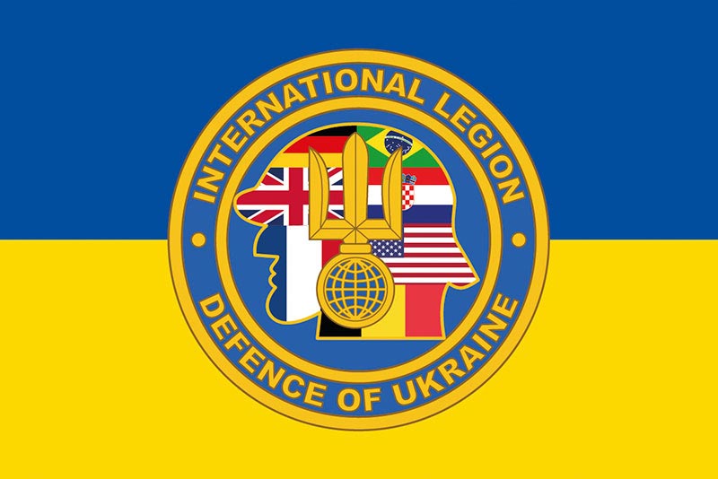 Прапор ЗСУ Інтернаціонального легіону територіальної оборони України синьо-жовтий