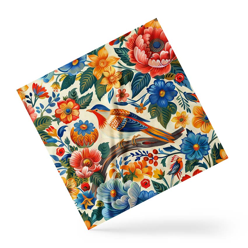 Хустка Розпис Квіти Пташка Painting Flowers Bird