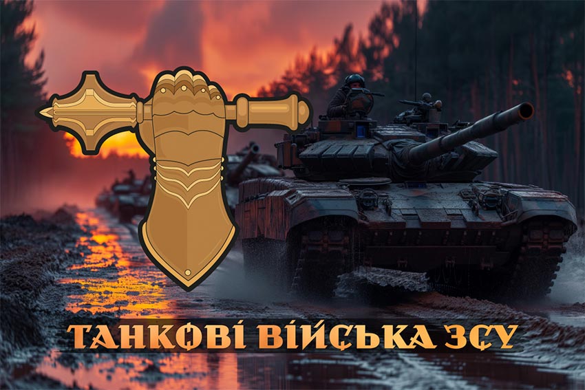 Прапор Танкових військ ЗСУ танки на марші