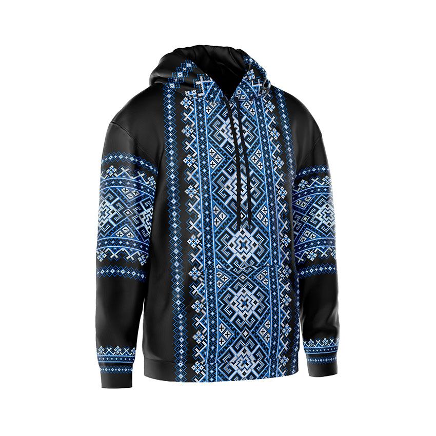 Традиційна вишиванка Чорна та Синя Traditional embroidery Black and Blue