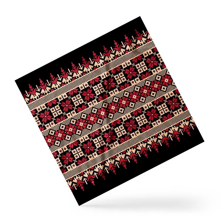 Хустка Українські візерунки Чорний колір Ukrainian patterns Black
