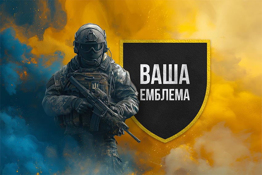 Прапор Воїн з гербом підрозділу «Ваша емблема»
