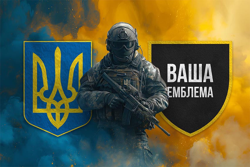Прапор Воїн з гербом України та підрозділу «Ваша емблема»