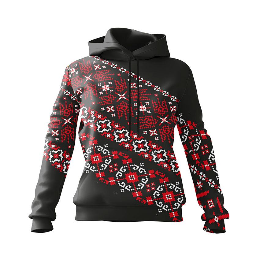 Вишиванка з гербом України Червоно-чорна Embroidered shirt with the coat of arms of Ukraine Red and black
