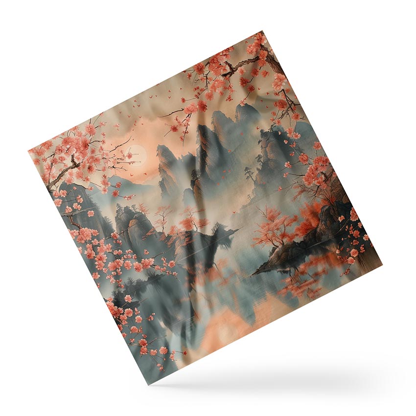 Хустка Японський краєвид Сакура Japanese landscape Sakura
