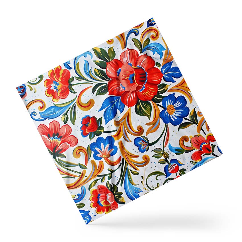 Хустка Яскравий розпис Червоні квіти Bright painting Red flowers
